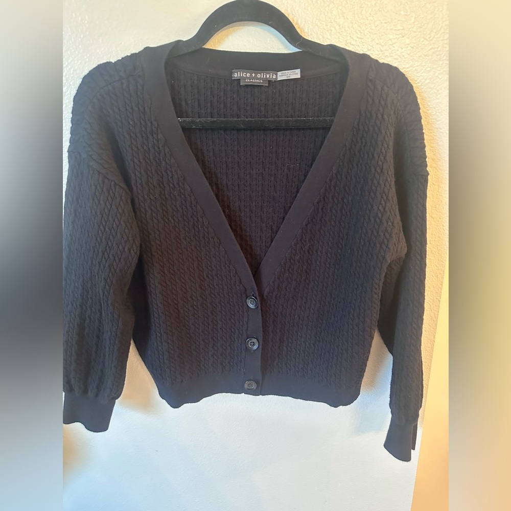 ALICE + OLIVIA
Zelina Deep V Cardigan Black